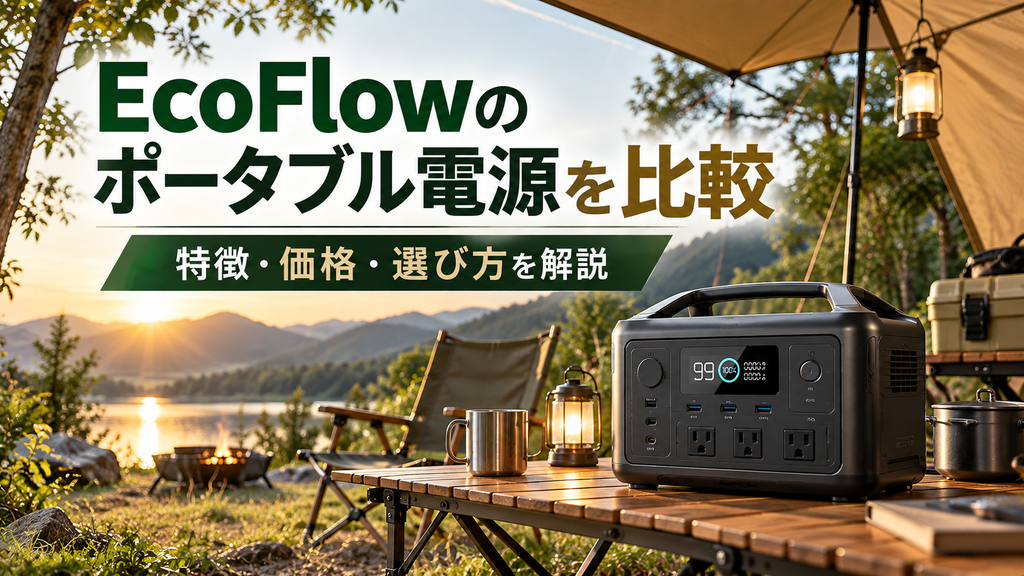 夕暮れ湖畔キャンプとポータブル電源比較